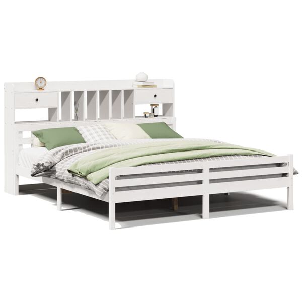 vidaXL Lit biblioth&egrave;que sans matelas blanc 180x200 cm bois pin massif