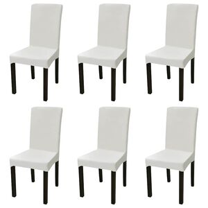 vidaXL Housses de chaise &eacute;lastiques droites 6 pcs Cr&egrave;me