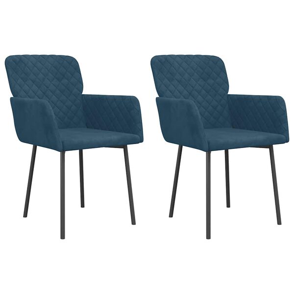 vidaXL Chaises &agrave; manger lot de 2 Bleu Velours