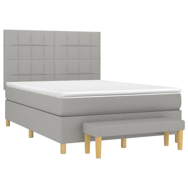 vidaXL Sommier &agrave; lattes de lit avec matelas Gris clair 140x190cm Tissu