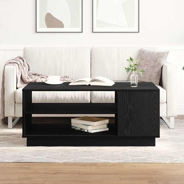 vidaXL Table basse Ch&ecirc;ne noir 102 x 55 x 43 cm Bois d'ing&eacute;nierie