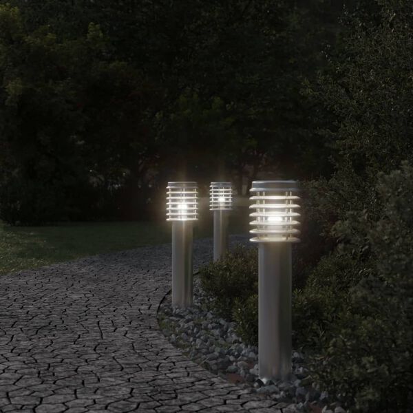 vidaXL Lampadaire d'ext&eacute;rieur argent&eacute; 60 cm acier inoxydable