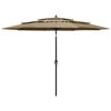 vidaXL Parasol de jardin &agrave; 3 niveaux avec m&acirc;t en aluminium taupe 3 m