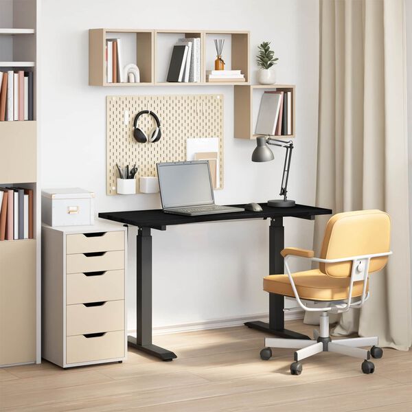 vidaXL Bureau Noir et Brun Fonc&eacute; 120 x 60 cm Bois de ch&ecirc;ne massif