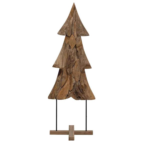 vidaXL Sapin de Noël avec support Marron 90 cm Bois de teck solide