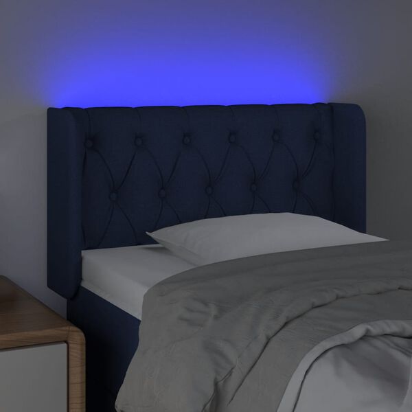 vidaXL T&ecirc;te de lit &agrave; LED Bleu 83x16x78/88 cm Tissu