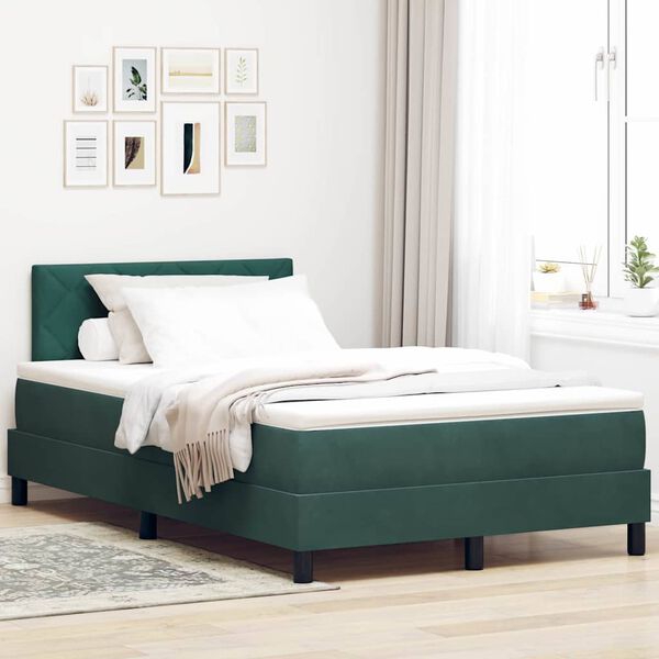 vidaXL Lit &agrave; ressorts avec matelas Vert fonc&eacute; 120 x 190 cm Velours