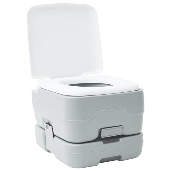 vidaXL Toilette de Camping Gris et blanc 41,5 x 36,5 x 30 cm