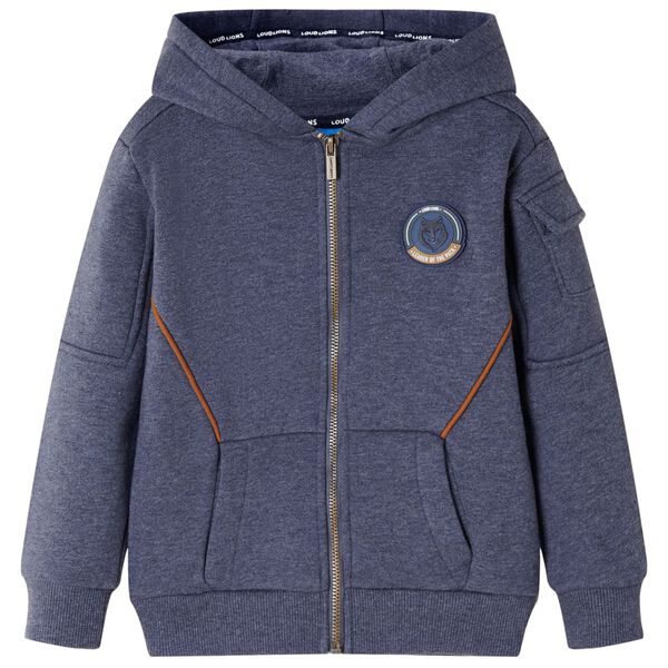 Sweat-shirt &agrave; capuche fermeture &eacute;clair enfants bleu fonc&eacute; m&eacute;lang&eacute; 104