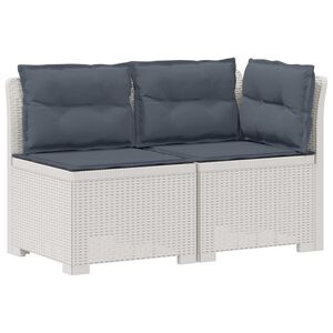 vidaXL Canap&eacute; de jardin 2 places avec coussins look rotin PP Blanc