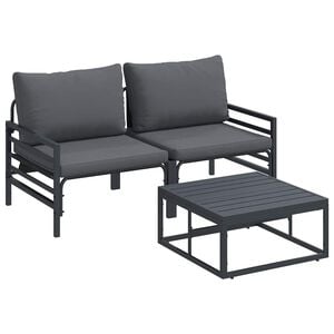 vidaXL Ensemble de canap&eacute; de jardin avec coussin 3 pcs Noir Acier