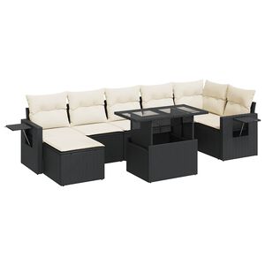 vidaXL Salon de jardin 8 pcs avec coussins noir r&eacute;sine tress&eacute;e
