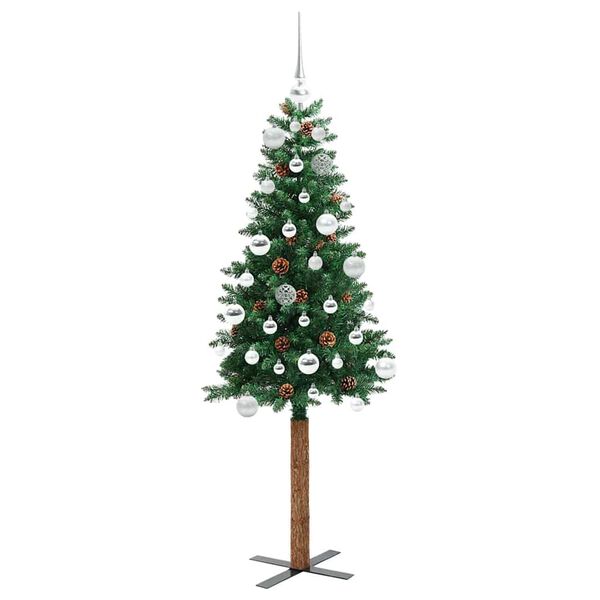 vidaXL Sapin de No&euml;l mince Vert 150 cm PVC et bois de pin massif