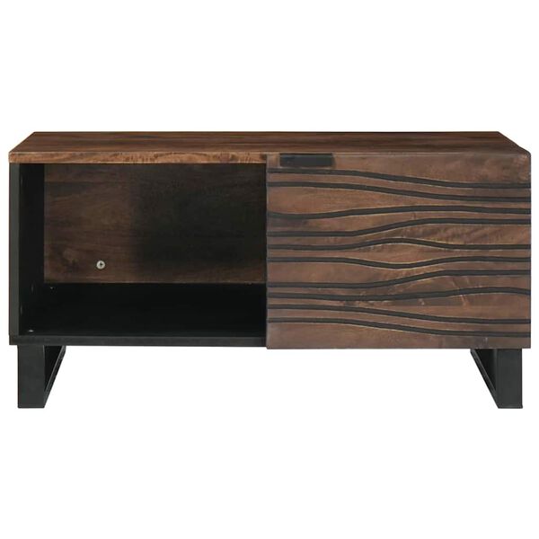 vidaXL Table basse Marron et Noir 80 x 50 x 40 cm Bois d'acacia massif