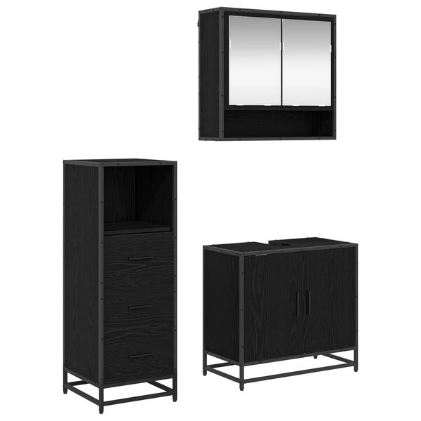 vidaXL Ensemble de mobilier de salle de bain 3 pcs Ch&ecirc;ne noir