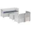 vidaXL Canap&eacute; de Jardin 5 Places avec Coussins Aspect Rotin PP Blanc