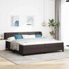 vidaXL Lit &agrave; ressorts avec matelas Marron fonc&eacute; 200 x 200 cm tissu