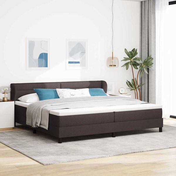 vidaXL Lit &agrave; ressorts avec matelas Marron fonc&eacute; 200 x 200 cm tissu