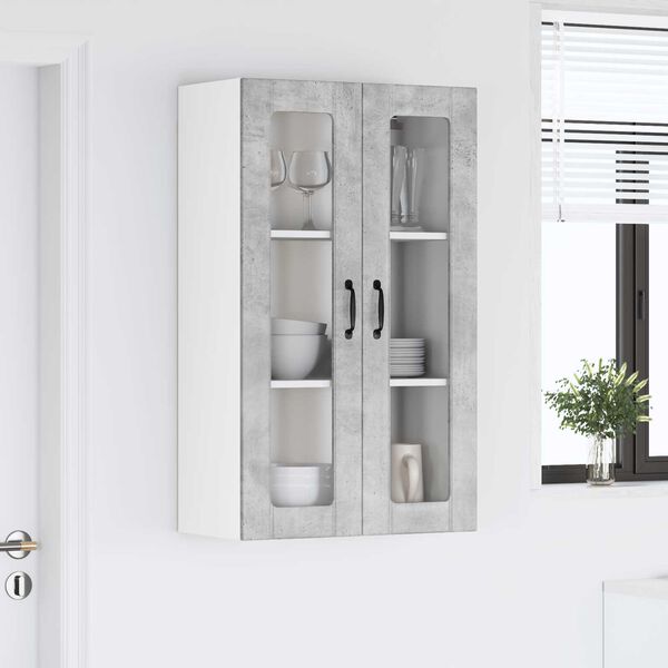 vidaXL Meuble mural de cuisine avec porte Gris b&eacute;ton 60 x 31 x 100 cm