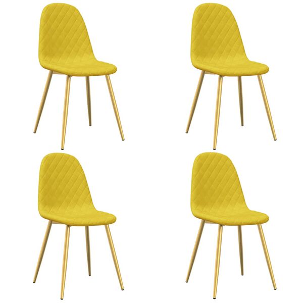 vidaXL Chaises &agrave; manger lot de 4 Jaune moutarde Velours