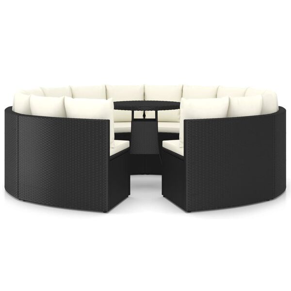 vidaXL Salon de jardin 9 pcs avec coussins R&eacute;sine tress&eacute;e Noir