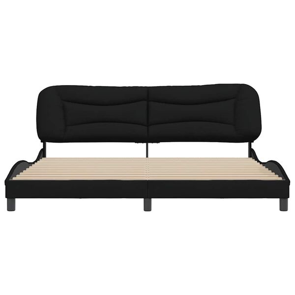vidaXL Cadre de lit sans matelas Hvar noir 200x200 cm tissu