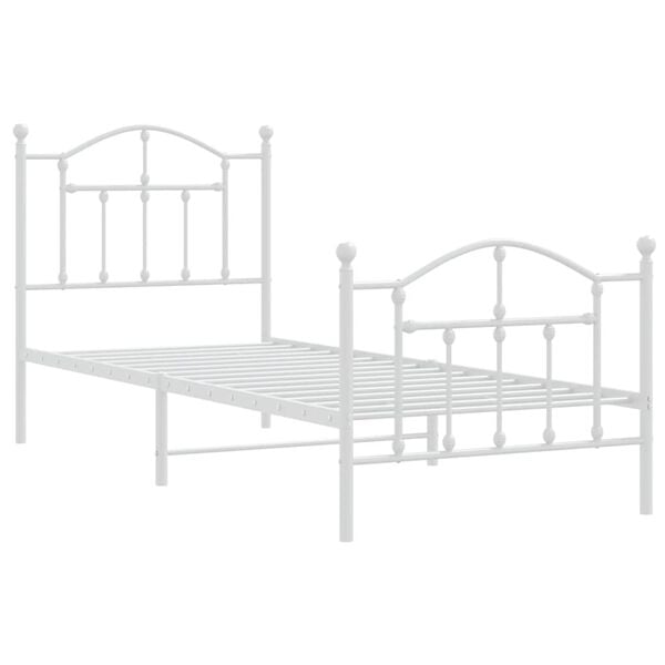 vidaXL Cadre de lit m&eacute;tal sans matelas avec pied de lit blanc 80x200cm