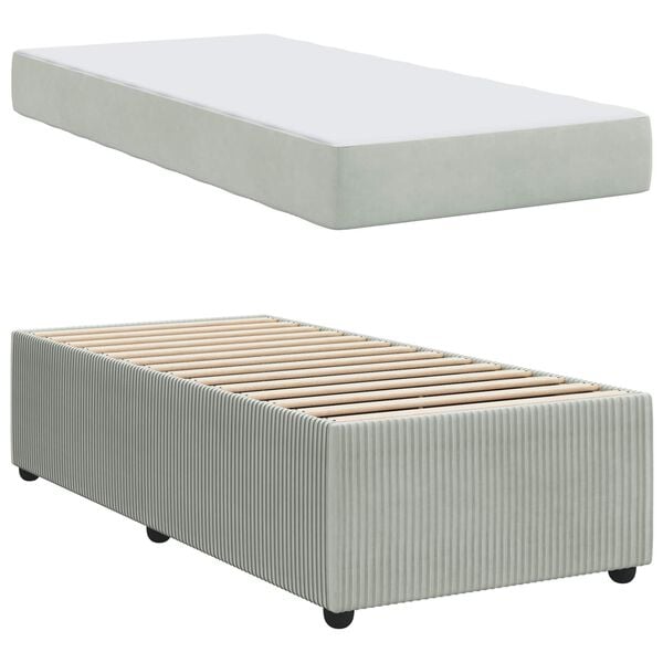 vidaXL Cadre de lit avec matelas Gris clair 100 x 200 cm tissu