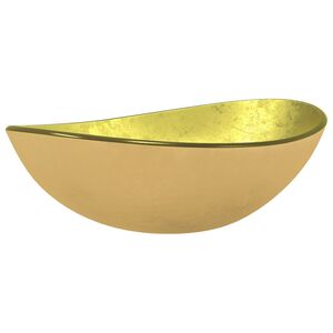 vidaXL Lavabo Verre tremp&eacute; 54,5x35x15,5 cm Dor&eacute;
