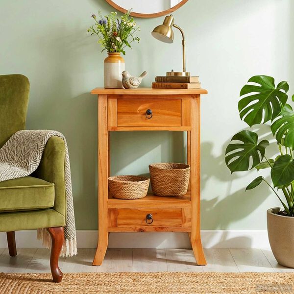 vidaXL Table console avec tiroir Naturel 50,5 x 30 x 75,5 cm