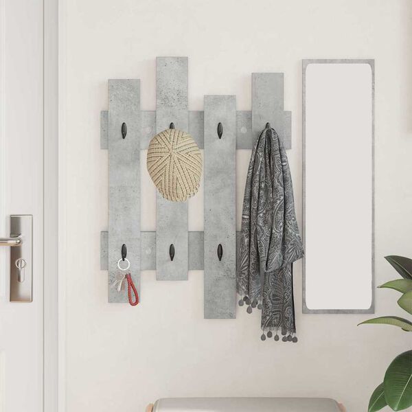 vidaXL Porte-manteau mural Gris b&eacute;ton 60 x 3 x 82 cm Bois d'ing&eacute;nierie