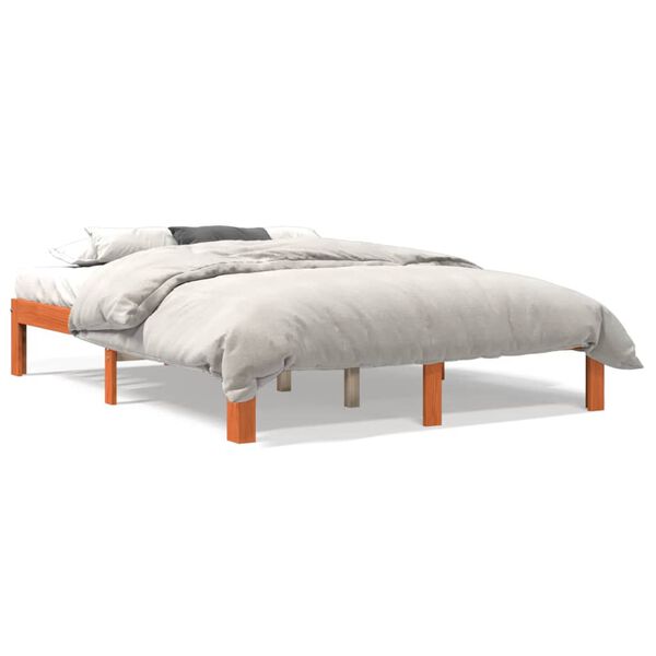 vidaXL Cadre de lit sans matelas cire marron 135x190cm bois pin massif
