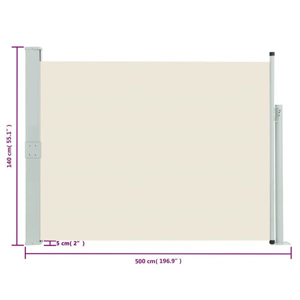 vidaXL Auvent latéral rétractable de patio 140x500 cm Crème