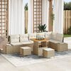 vidaXL Ensemble de canap&eacute; de jardin 9 pcs Beige Poly rotin