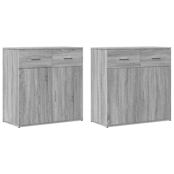 vidaXL Buffets 2 pcs sonoma gris 79x38x80 cm bois d'ing&eacute;nierie