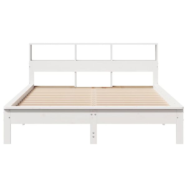 vidaXL Lit biblioth&egrave;que sans matelas blanc 120x200 cm bois pin massif