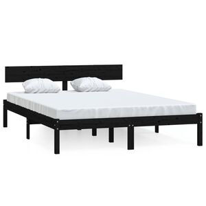 vidaXL Cadre de lit sans matelas noir bois massif