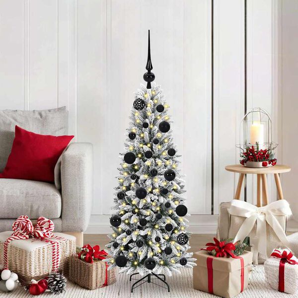 vidaXL Sapin de No&euml;l artificiel avec 150 LED avec support Blanc 120 cm