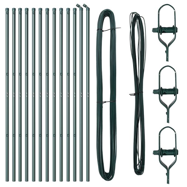 vidaXL Poteaux de clôture 13 pcs Vert Ø32mm 190 cm Acier galvanisé