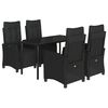 vidaXL Ensemble &agrave; manger de jardin coussins 5pcs Noir R&eacute;sine tress&eacute;e