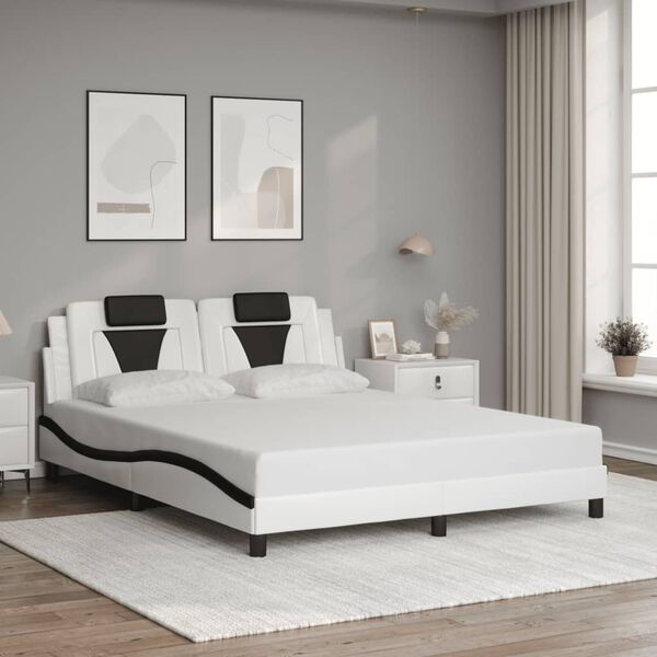 vidaXL Cadre de lit Viana avec LED sans matelas blanc et noir 160x200 cm