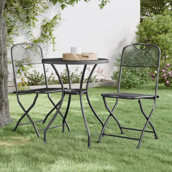 vidaXL Chaises pliables jardin lot de 2 Maille m&eacute;tallique Anthracite