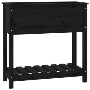 vidaXL Jardini&egrave;re avec &eacute;tag&egrave;re Noir 82,5x34,5x81 cm Bois massif de pin