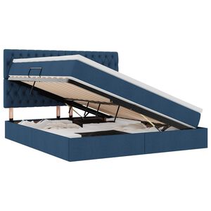 vidaXL Lit avec rangement et LED avec LED Bleu 160 x 200 cm Polyester