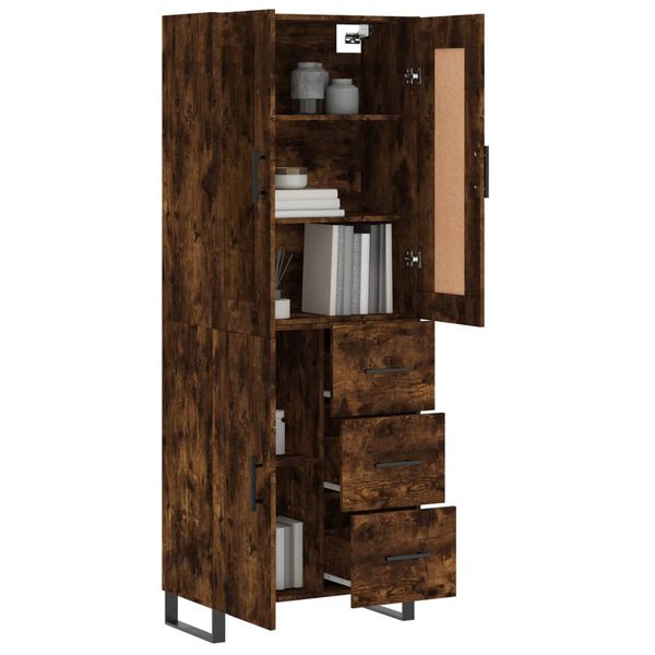 vidaXL Buffet haut Ch&ecirc;ne fum&eacute; 69,5x34x180 cm Bois d'ing&eacute;nierie