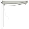vidaXL Auvent r&eacute;tractable automatique et poteaux 3x2,5 m Cr&egrave;me