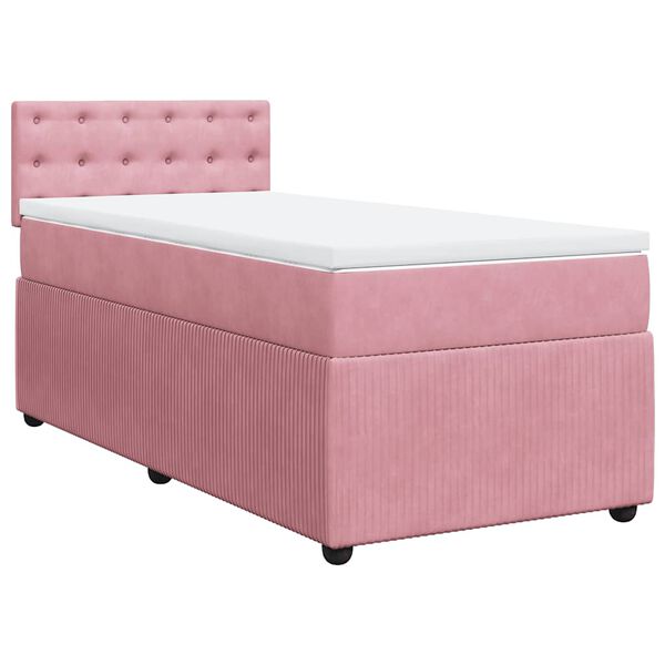 vidaXL Sommier &agrave; lattes de lit avec matelas Rose 90x200 cm Velours