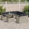 vidaXL Ensemble de canap&eacute; de jardin 9 pcs Gris clair Poly rotin