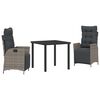 vidaXL Ensemble de salle &agrave; manger pour jardin 3 pc Gris polyrotin