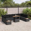 vidaXL Ensemble de canap&eacute; de jardin 11 pcs Noir Poly rotin